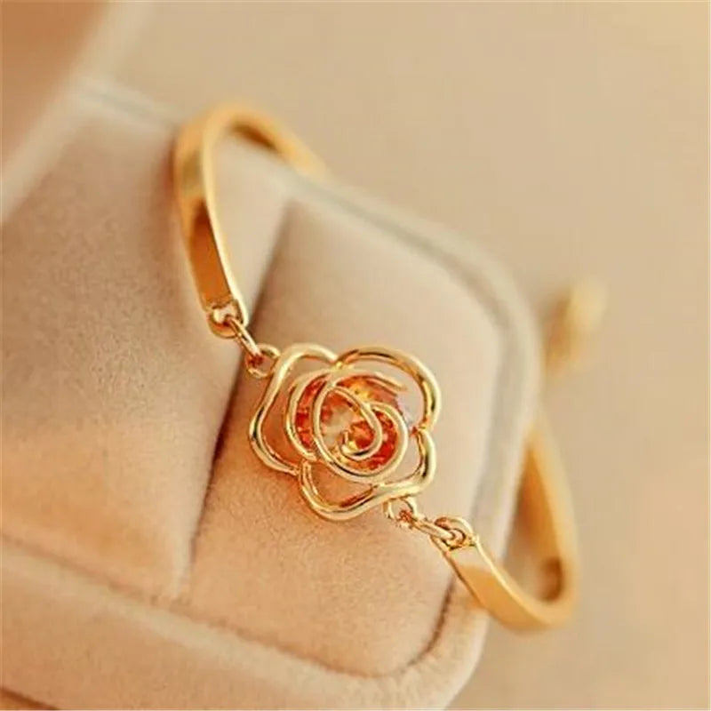 Elegant Rose Gold Flower Bracelet
