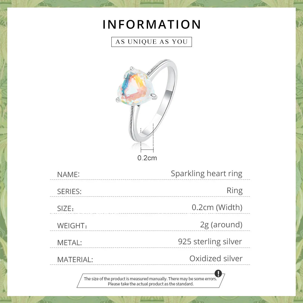 Luxury Sterling Silver Wedding Engagement Ring with a sparkling heart design and 925 sterling silver material.