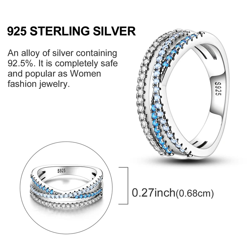 Sterling Silver Wedding Engagement Ring featuring glittering zircon accents for timeless elegance and commitment.