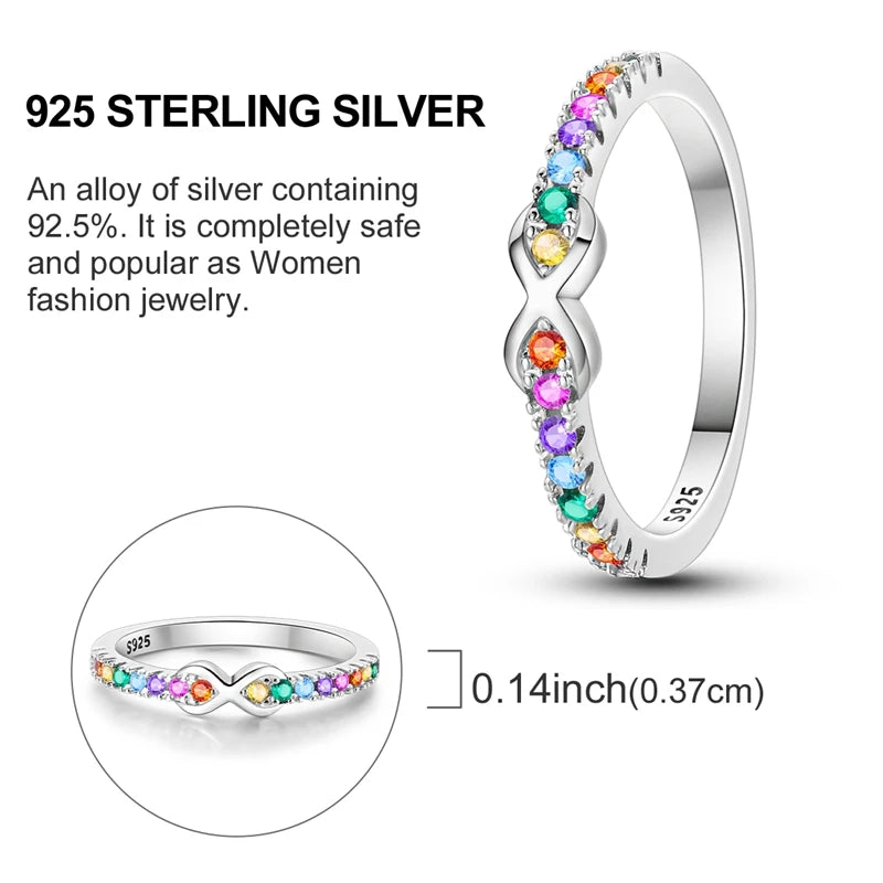 Sterling Silver Wedding Engagement Ring showcasing vibrant gemstones on a 925 sterling silver band, symbolizing eternal love.