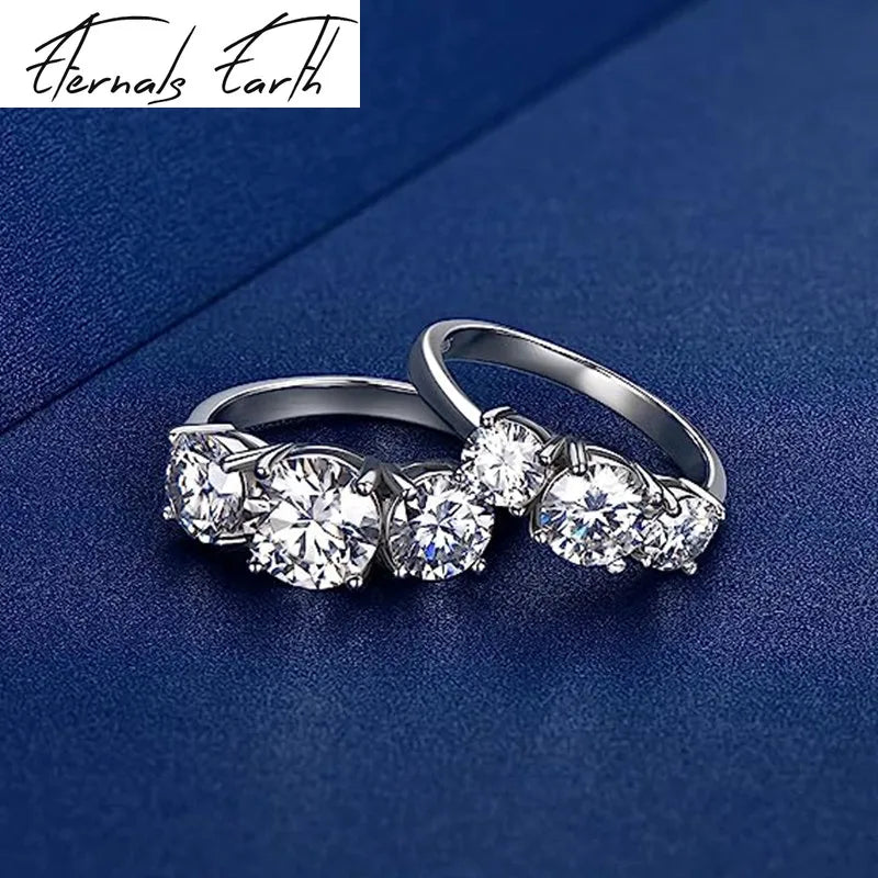 fashion sterling silver rhinestone ring featuring sparkling rhinestones on a blue backdrop from ETERNALS EARTH.