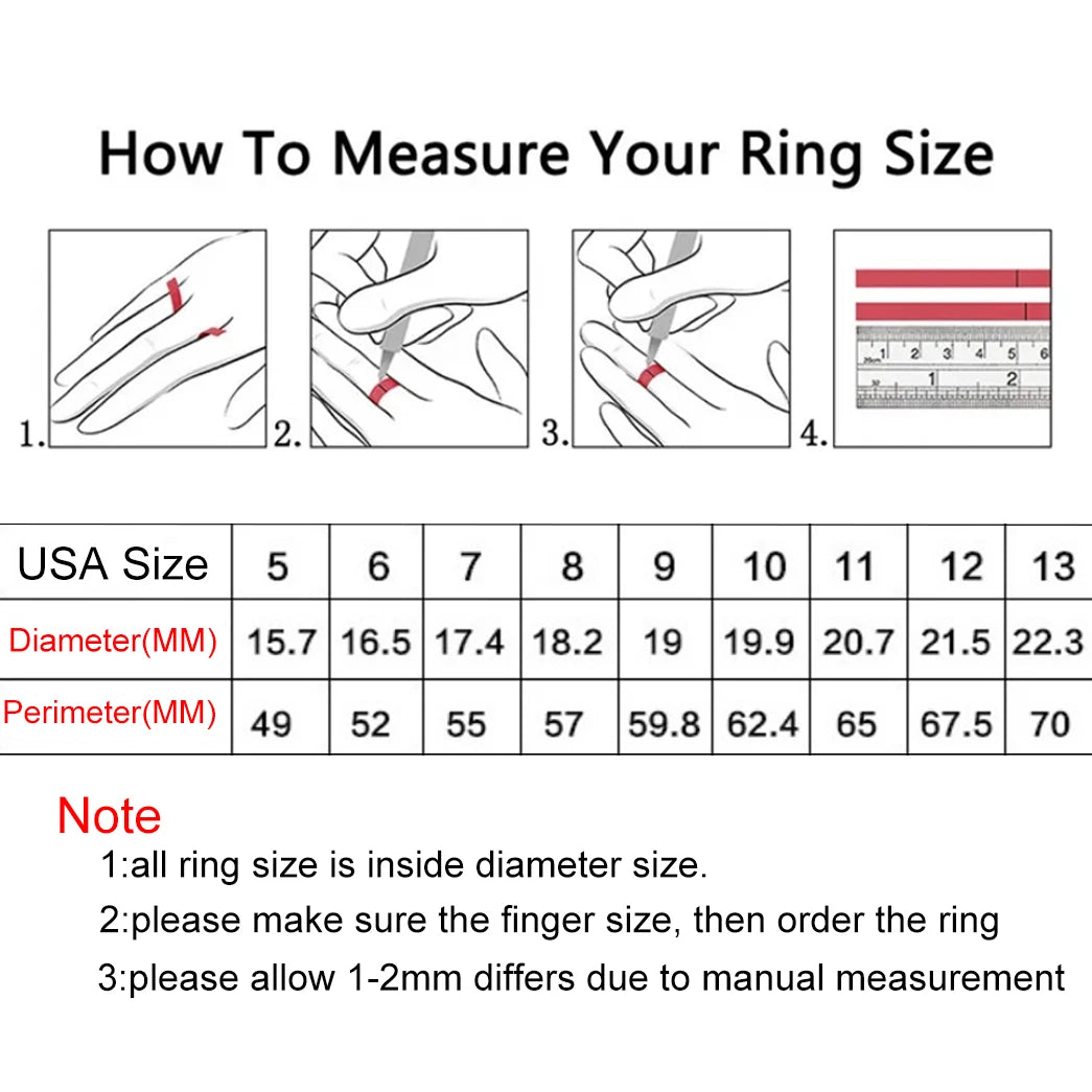 Stainless Steel Numeral Rings How to measure your ring size with diameter and perimeter measurements in millimeters.