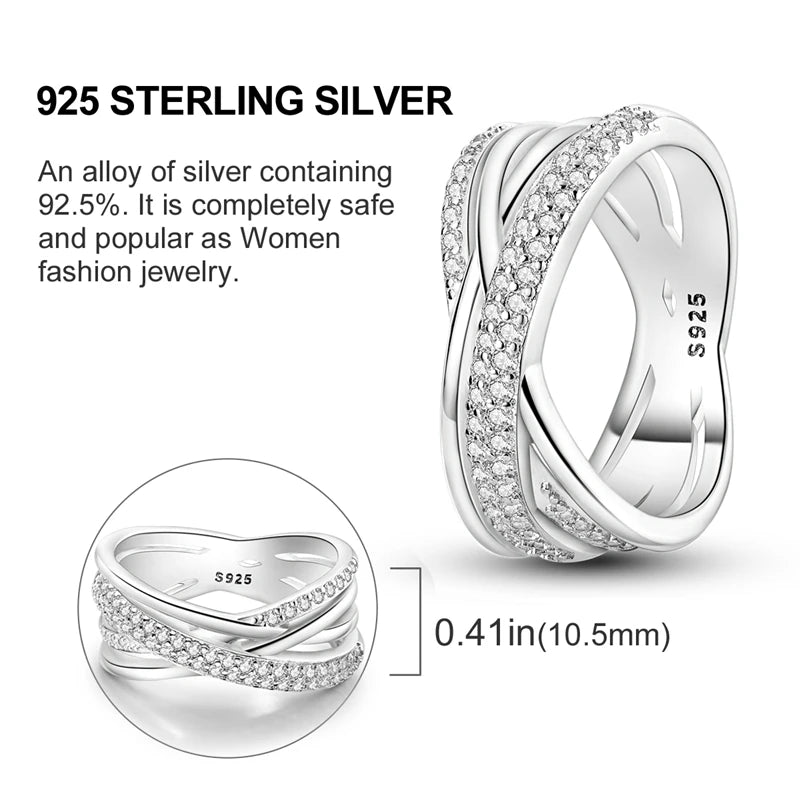 Sterling Silver Wedding Engagement Ring featuring a sparkling zircon centerpiece in elegant design.