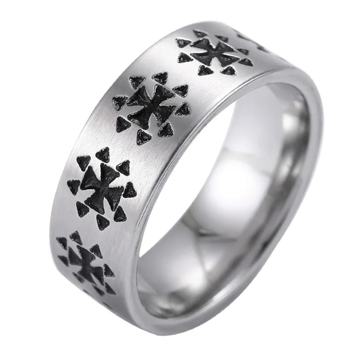 Bible Scripture Titanium Ring showcasing modern design with unique engraved patterns, perfect for men and women.
