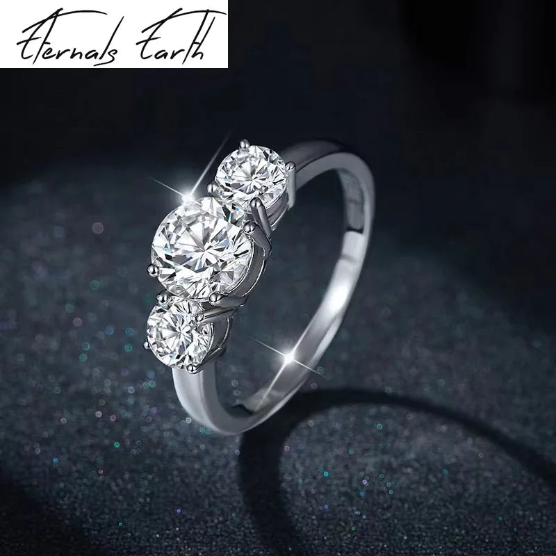 fashion sterling silver rhinestone ring with dazzling rhinestones by ETERNALS EARTH, showcasing modern elegance.