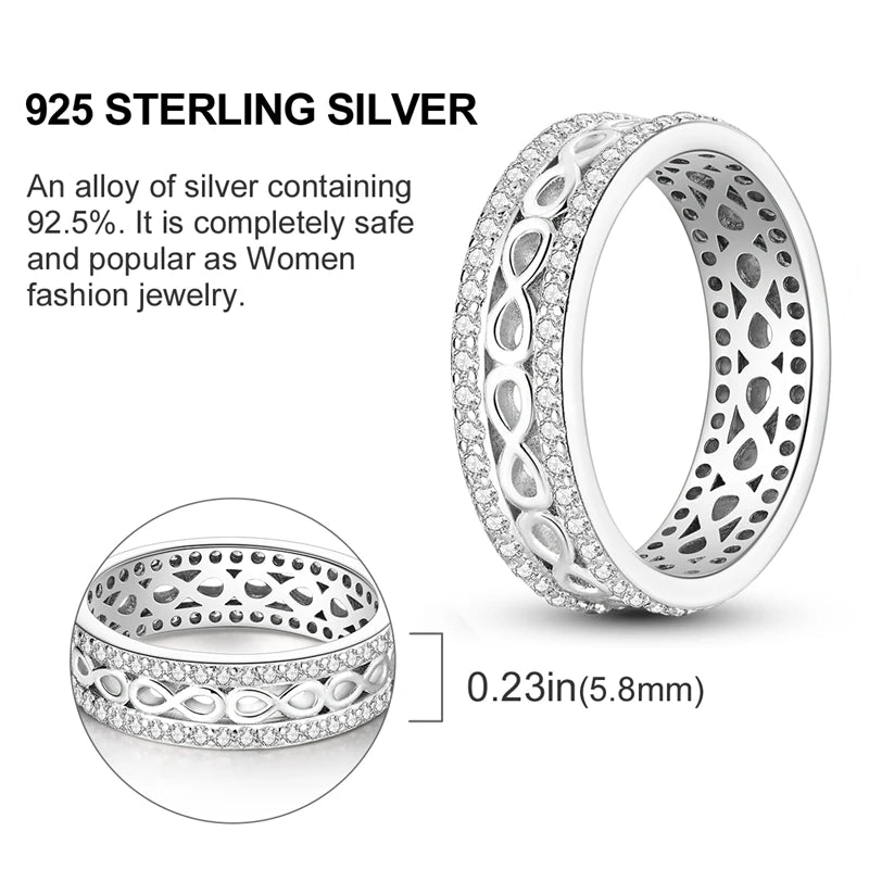 Sterling Silver Wedding Engagement Ring featuring intricate design and zircon inlay, crafted from 925 sterling silver.