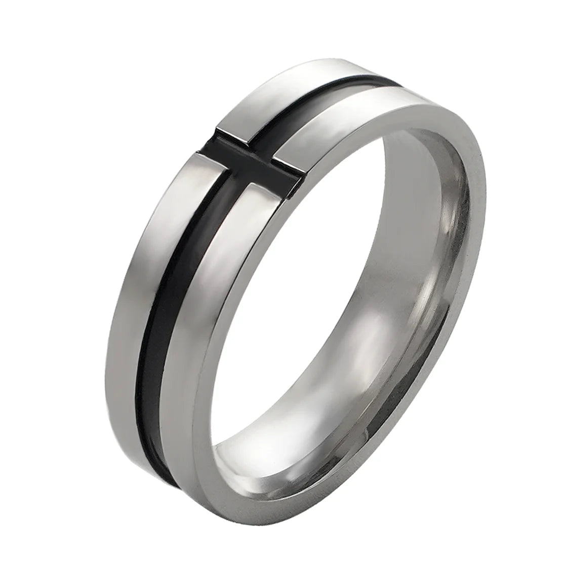 Bible Scripture Titanium Ring β Modern style titanium ring with a cross design for men and women.